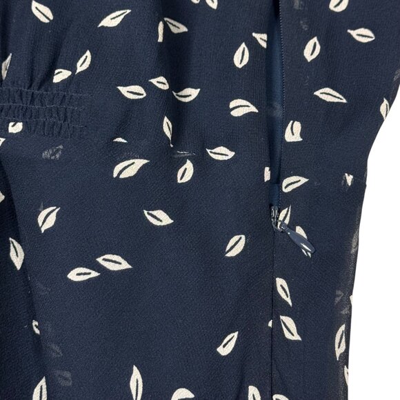 100% Silk Printed Maxi Dress SZ 12 Dark Blue Empire Waist Flowy Feminine A-Line - Picture 16 of 16